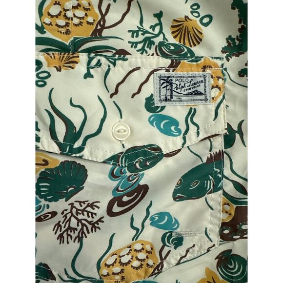 Polo Ralph Lauren‎ Coral Reef Motif 4-Inch Unlined Swim Trunk Pockets Size 42 - Picture 8 of 9